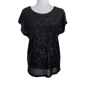 Rachel zoe top sequin black blouse size medium
